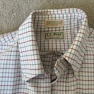 Vintage L.L. Bean Men's Red and White Plaid Shirt